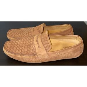 Magnanni Suede Driving Shoes Men's 12M Brown Leather‎ Moc Penny Loafers Slip On
